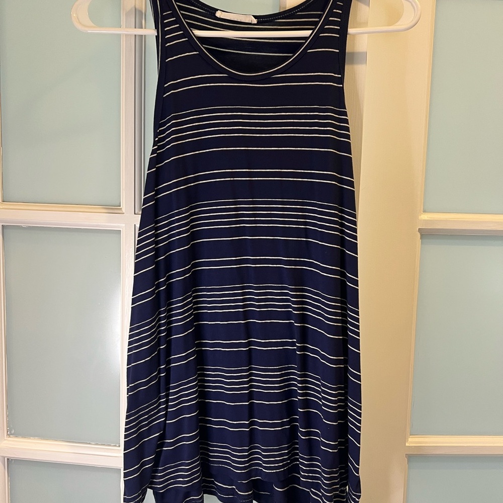 Navy Blue & White Striped Tank Top